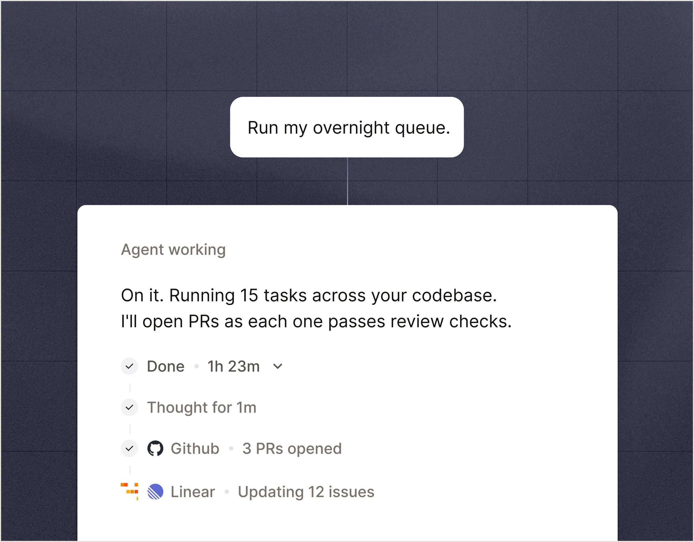 Delegate the overnight coding.