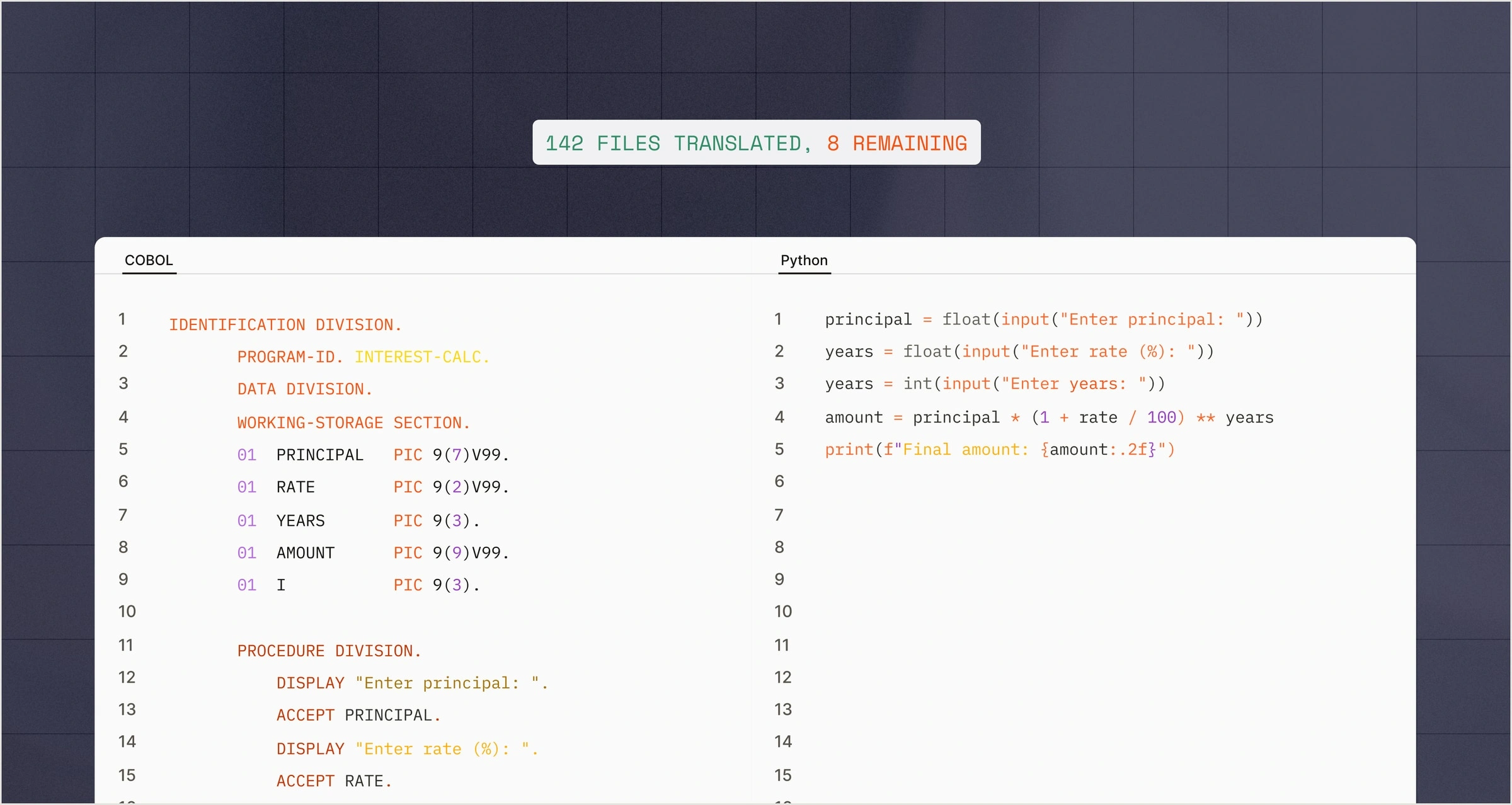 Translate to modern frameworks.